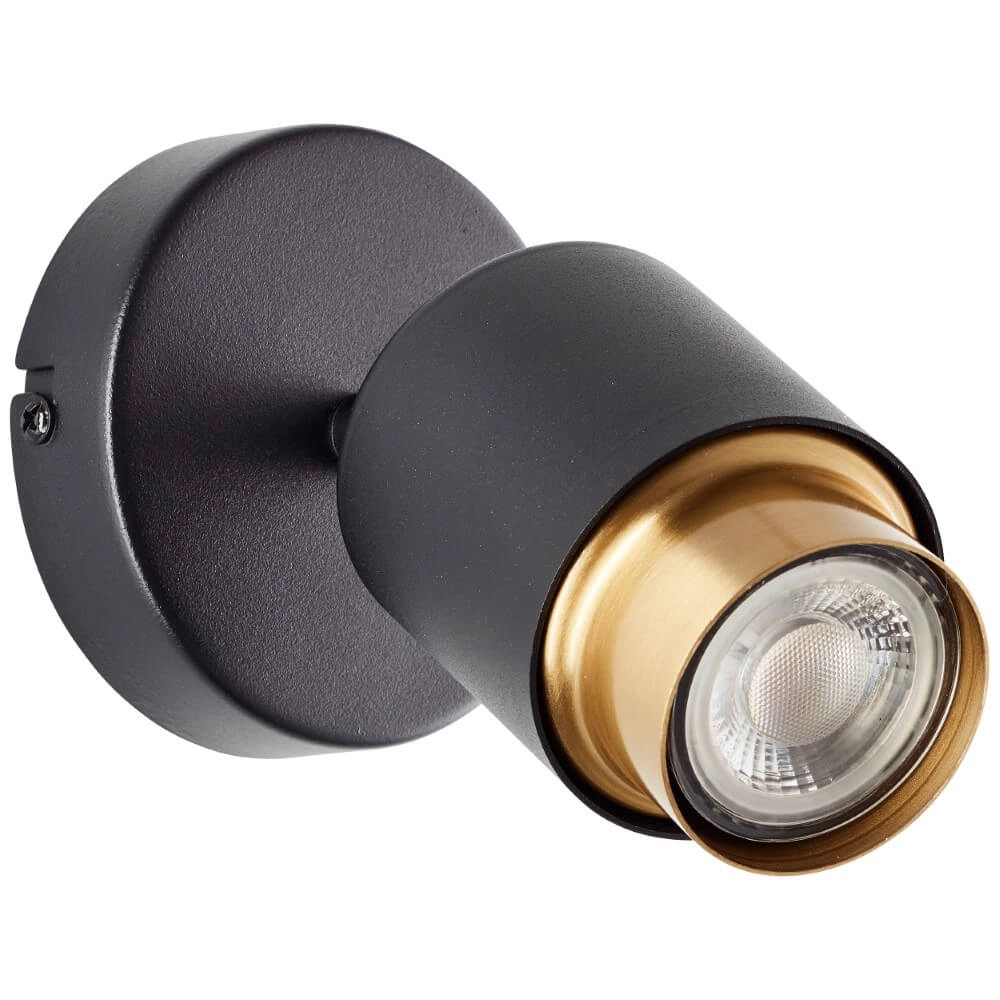 Opbouwspot Covelo zwart met goud Brilliant 4004353441349