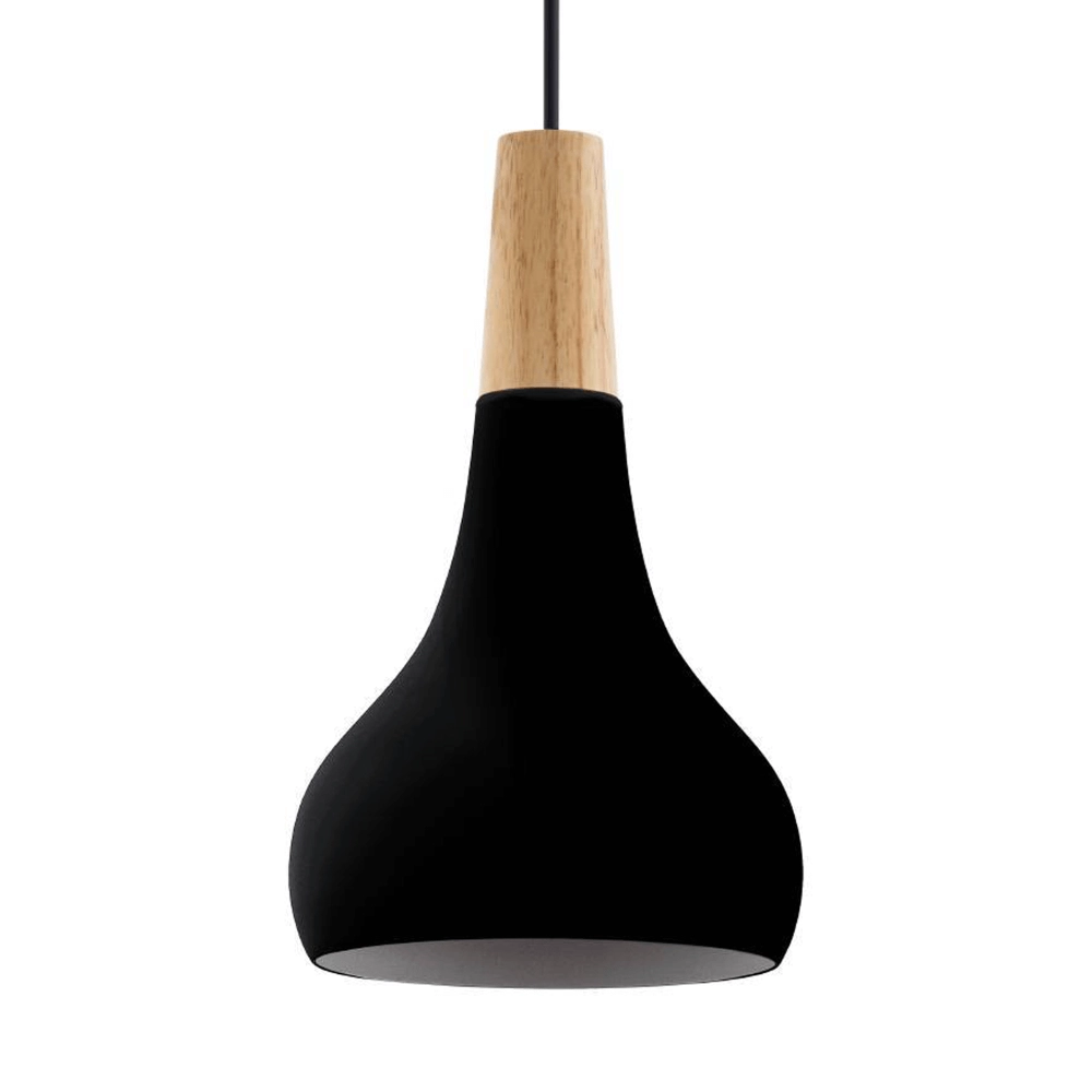 Zwarte hanglamp Sabinar Ø 18cm met hout