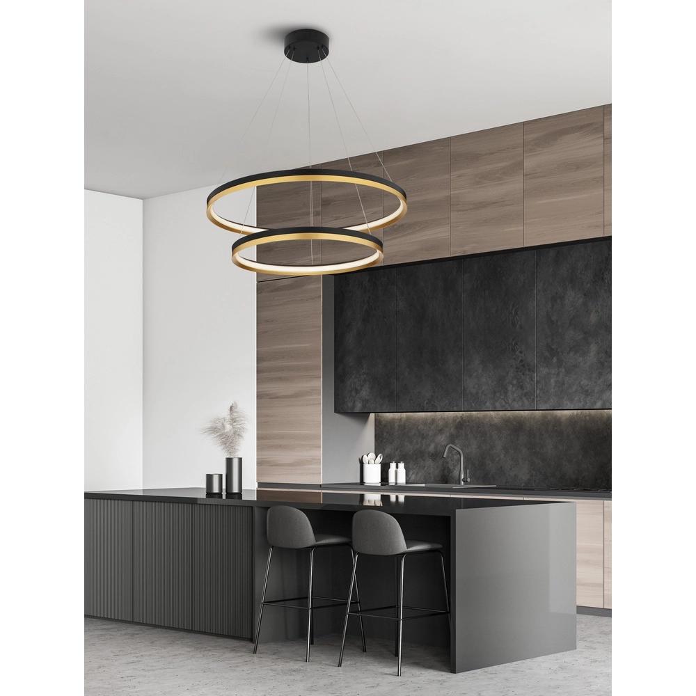 Hanglamp Cantria zwart met goud Ø 80cm Lyora 5212017439864