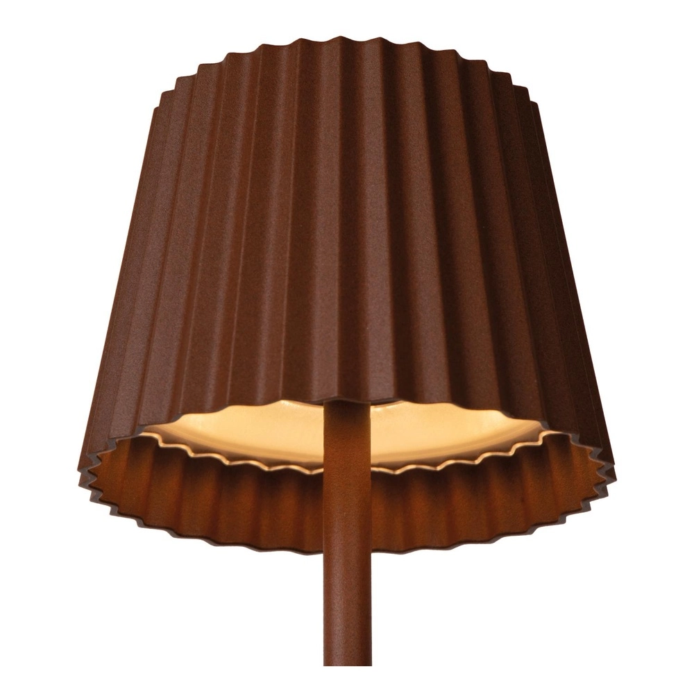 Oplaadbare tafellamp Justine roestbruin met oplaadstation Lucide 5411212272195