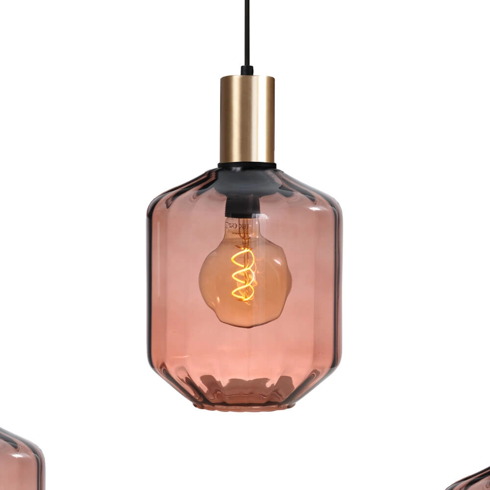 5-lichts hanglamp - goud - Porto met Jagger red glazen - Ø 24cm Masterlight 8718121270258