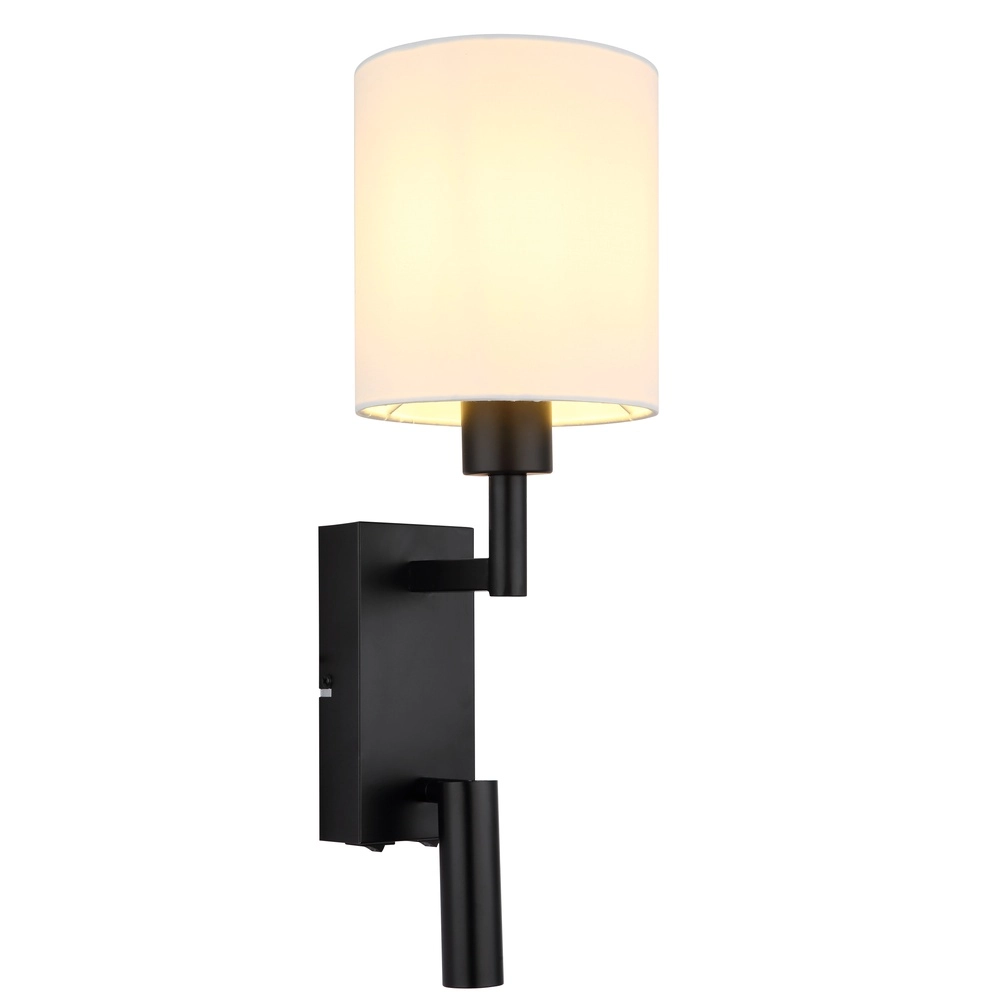 Bedlampje Zamora zwart met witte kap Globo 9007371569892