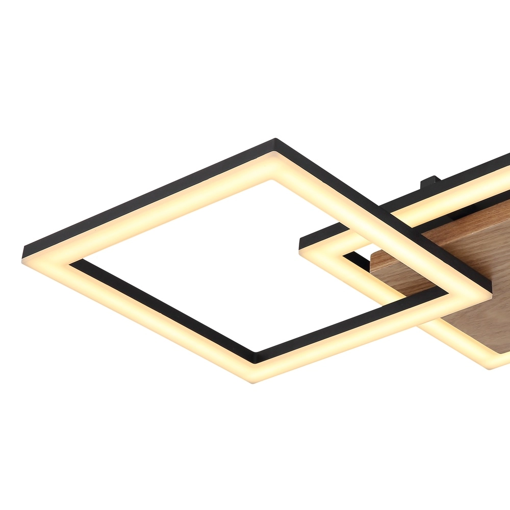 Plafondlamp Kerry zwart met houtlook Globo 9007371443222