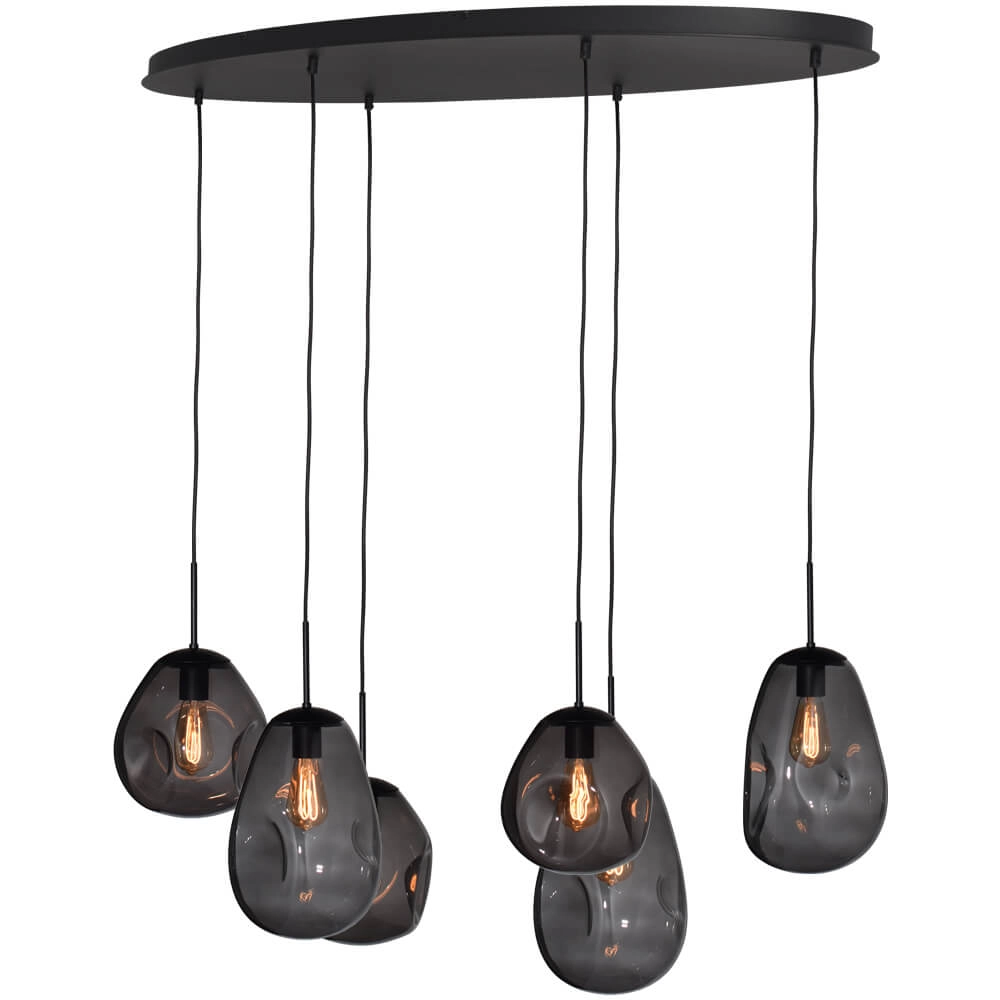 Hanglamp Lava Oval 6x smoke glas