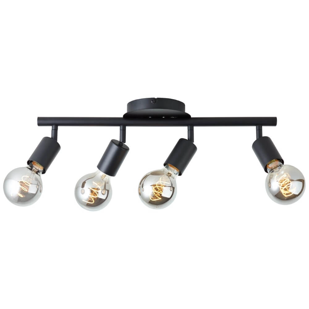 4-lichts plafondlamp Tiffany zwart