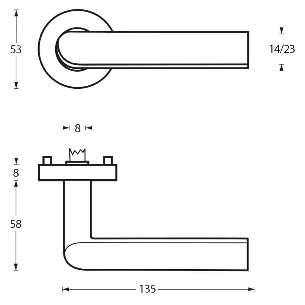 Ovale deurklink Hoek 90 rozet met nok RVS Intersteel 8714186129753