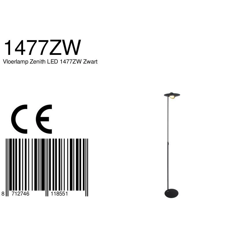 Design vloerlamp Zenith Led zwart Steinhauer 8712746118551