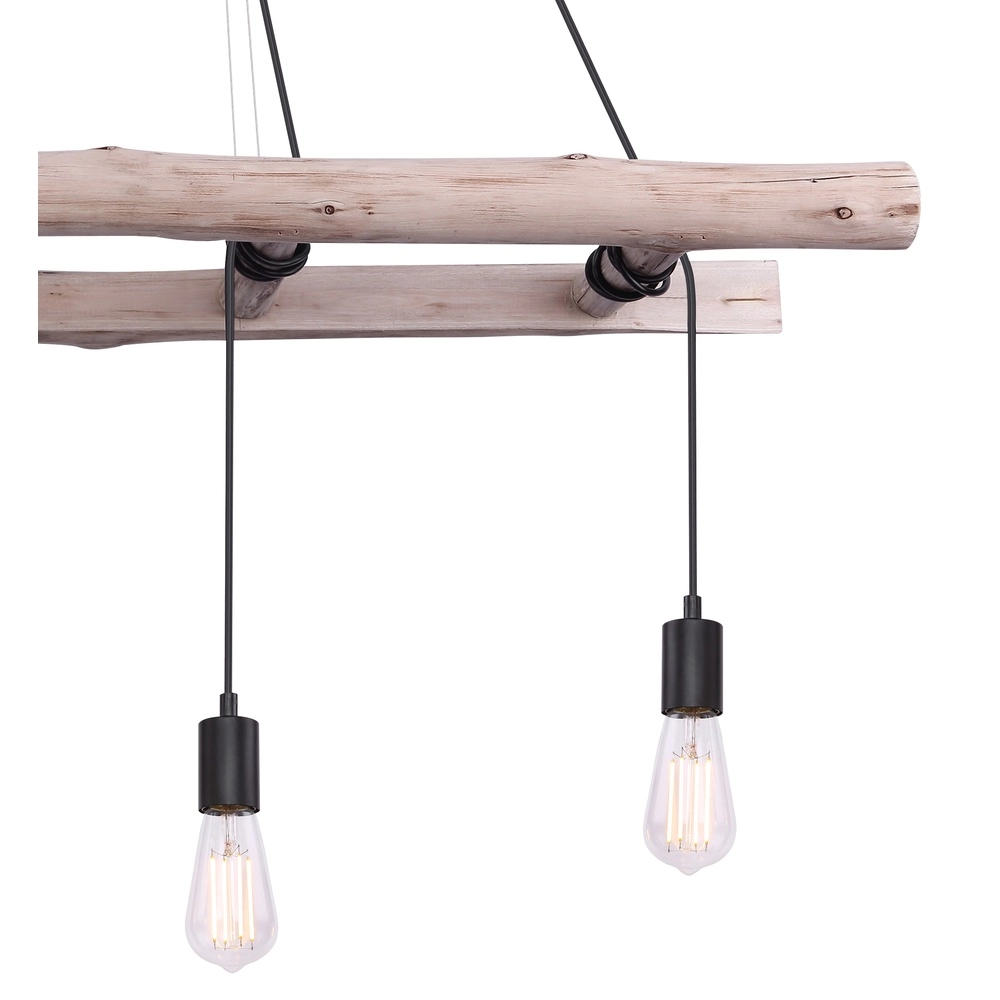 4-lichts hanglamp Irmgard hout 190cm Globo 9007371398577