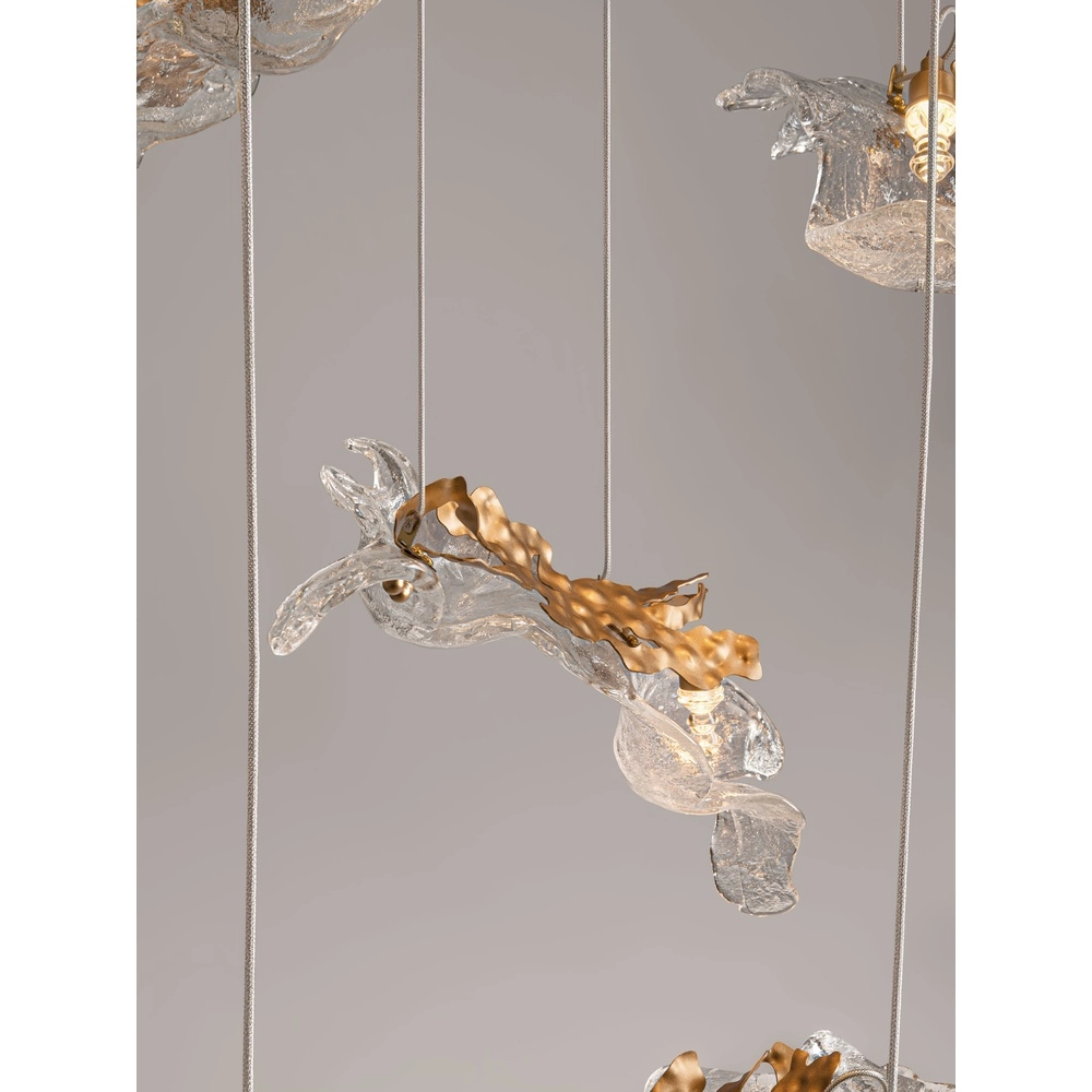Gouden hanglamp Avesa met helder glas Ø 100cm Lyora 5212063500440