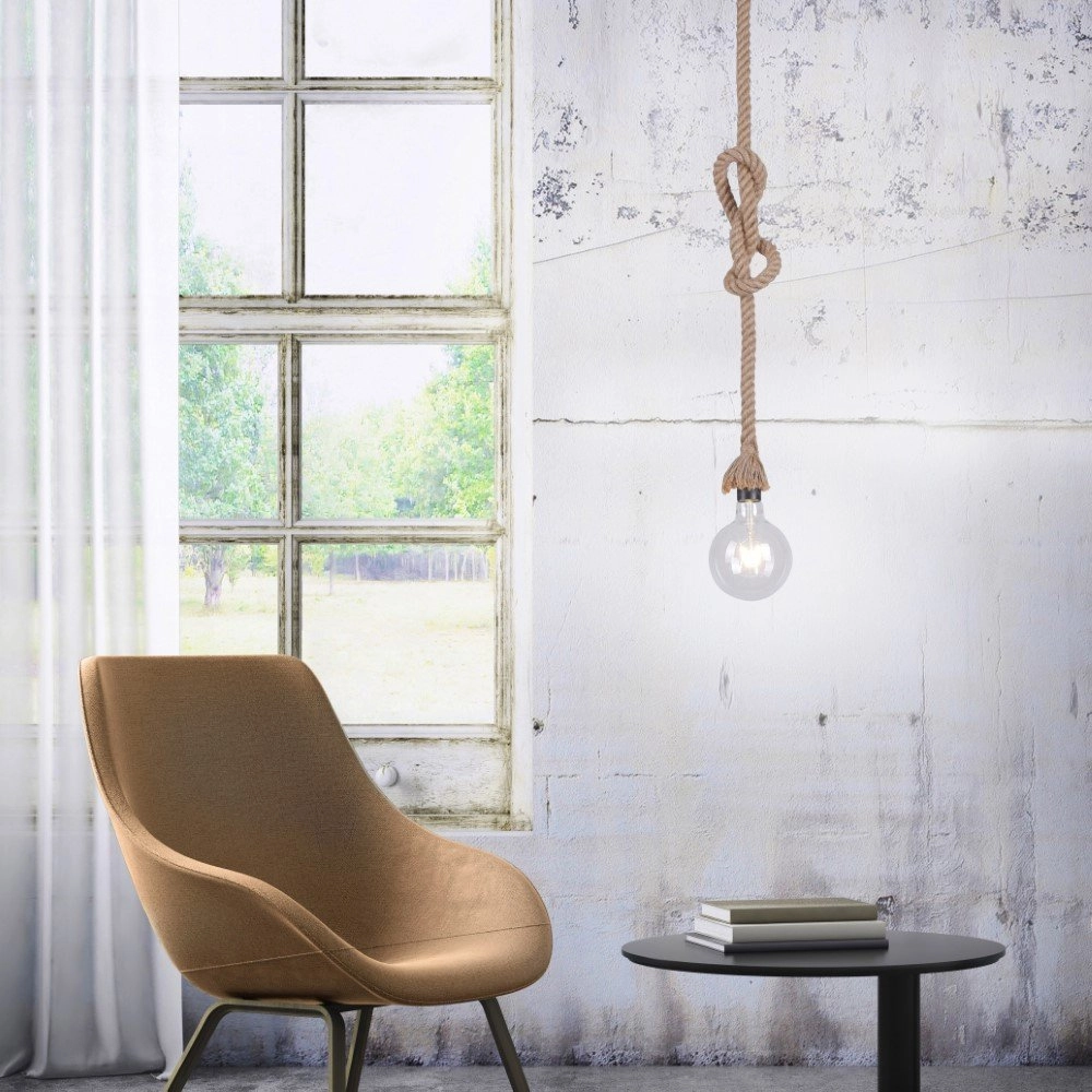 Touwlamp Rope zwart met bruin Just Light 4043689963118