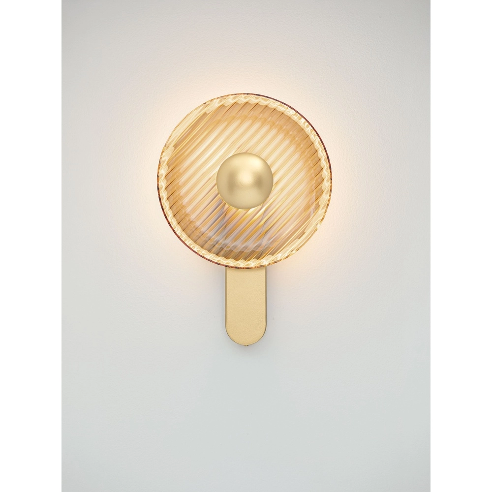 Design wandlamp Lavina goud met amber glas Ø 25cm Lyora 5212063501393