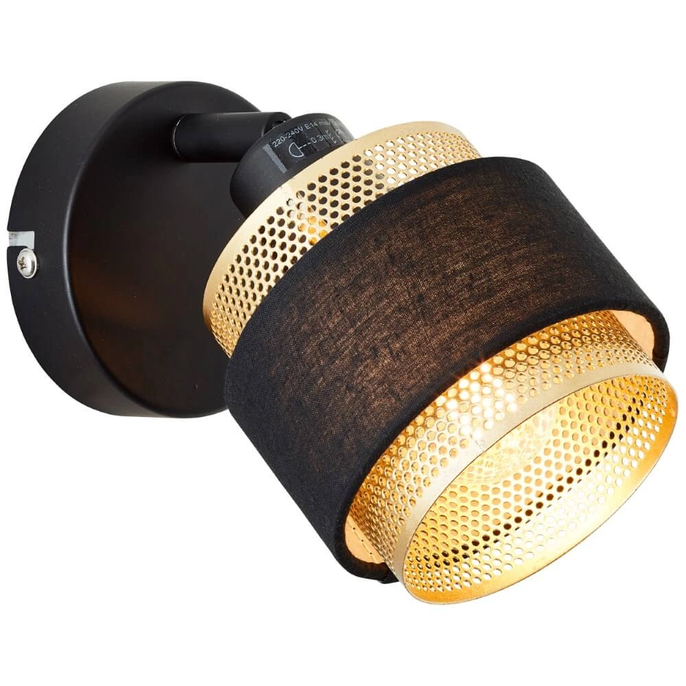 Zwart met gouden wandlamp Grove 1-lichts