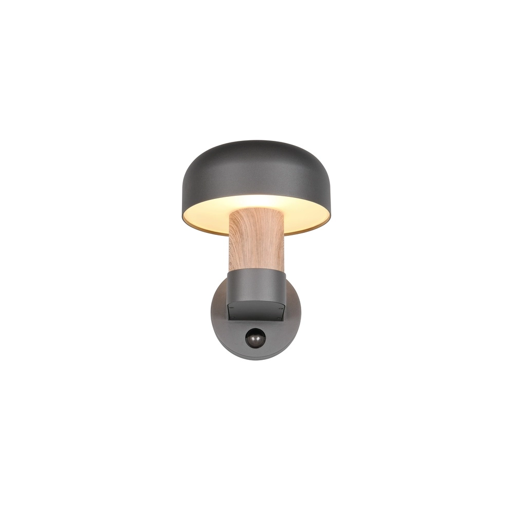 Wandlamp Fraser grijs met hout en sensor Trio 4017807648577