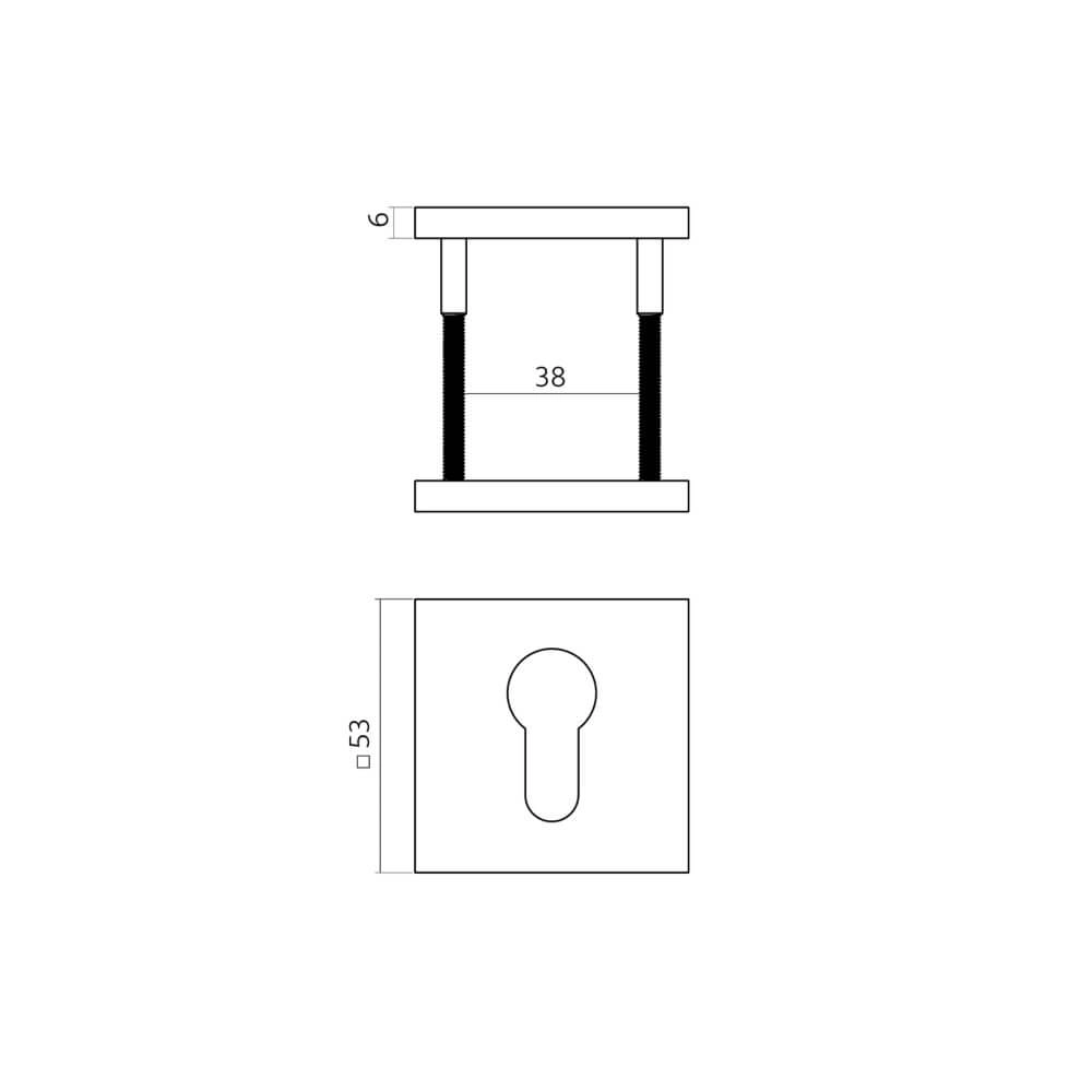 Set van 2 cilinderrozetten Tira vierkant brons 53x53mm Intersteel 8714186695883