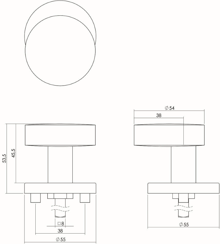 Deurknop Castor rond verkropt RVS Intersteel 8714186163719