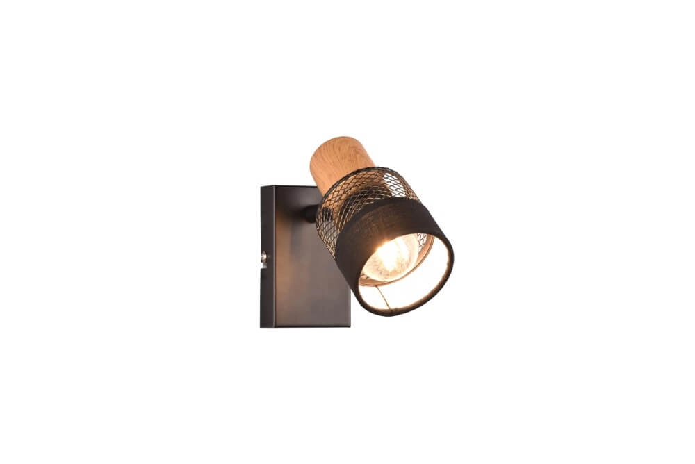 1-lichts opbouwspot Nandini zwart met hout