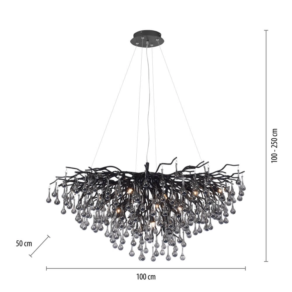 Unieke kroonluchter Icicle zwart Paul Neuhaus 4012248377567