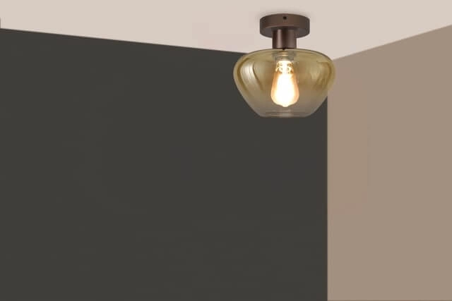 Plafondlamp Genua bruin met goud glas Ø 24cm Masterlight 8718121357232