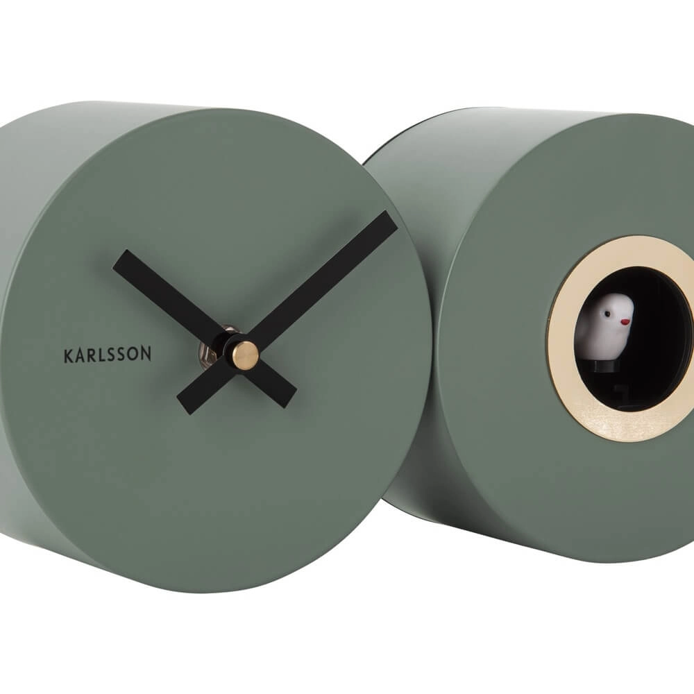 Wandklok Duo Cuckoo groen Karlsson 8714302698002