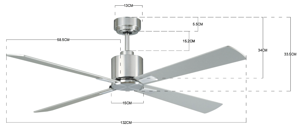 RVS plafondventilator Airfusion Climate I Ø 132cm Beacon 9333509087960