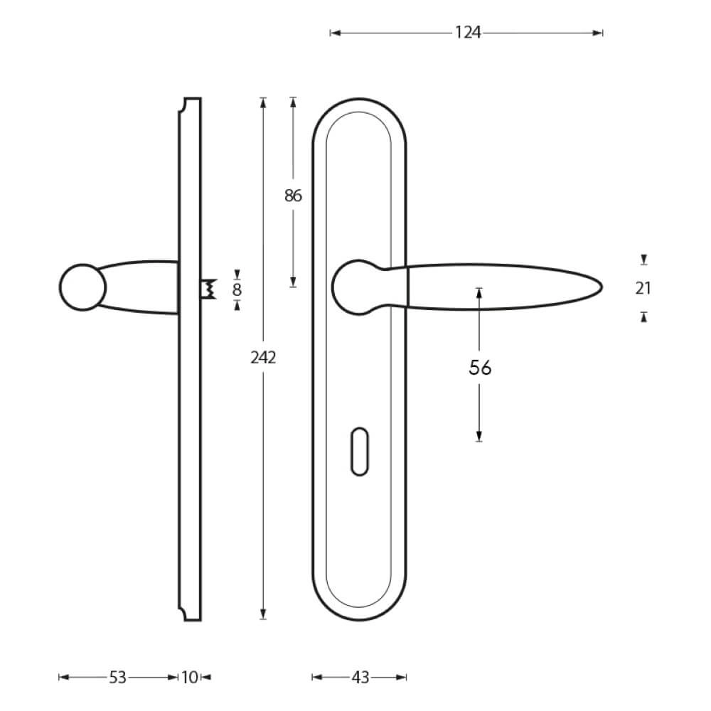 Klassieke deurklink Elen chroom sleutel 56mm Intersteel 8714186167717