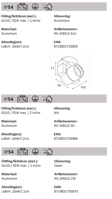 RVS opbouwspot Single Artdelight 8719831733859