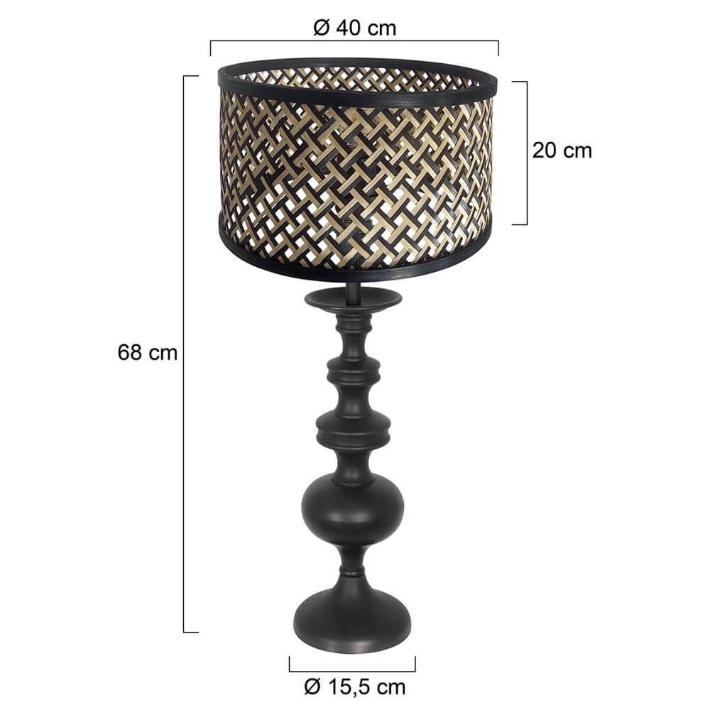 Tafellamp Lyons zwart met bamboe kap Steinhauer 8712746172485
