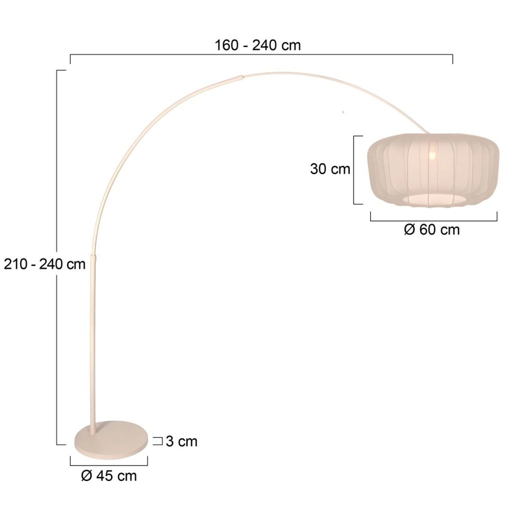 Booglamp zandbruin Vela Lino met crème kap Ø60cm Steinhauer 8712746185737