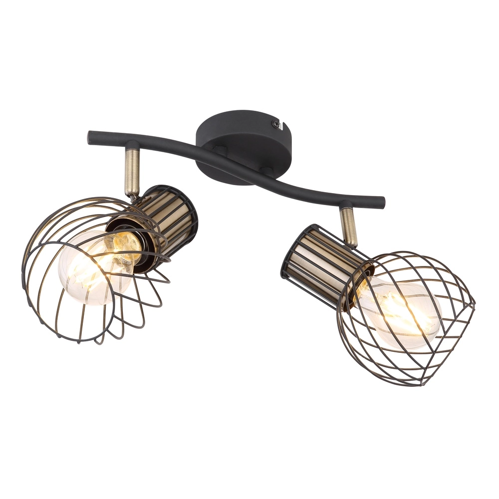 Plafondlamp Argusto 2-lichts zwart