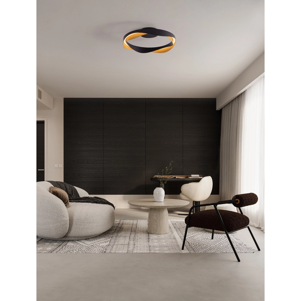 Plafondlamp Radon Ø 45cm zwart met goud