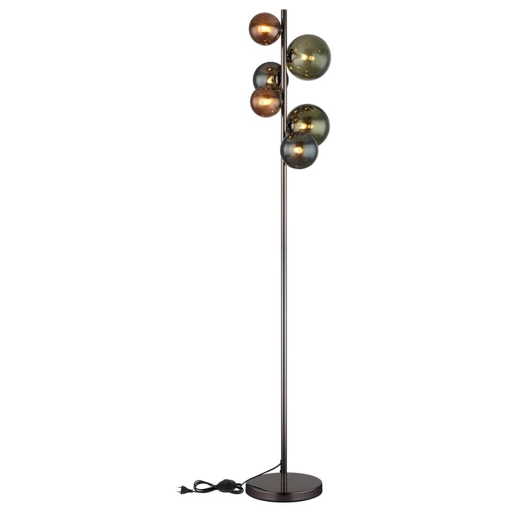 Zwarte vloerlamp Riha gekleurd glas 6-lichts Globo 9007371450114