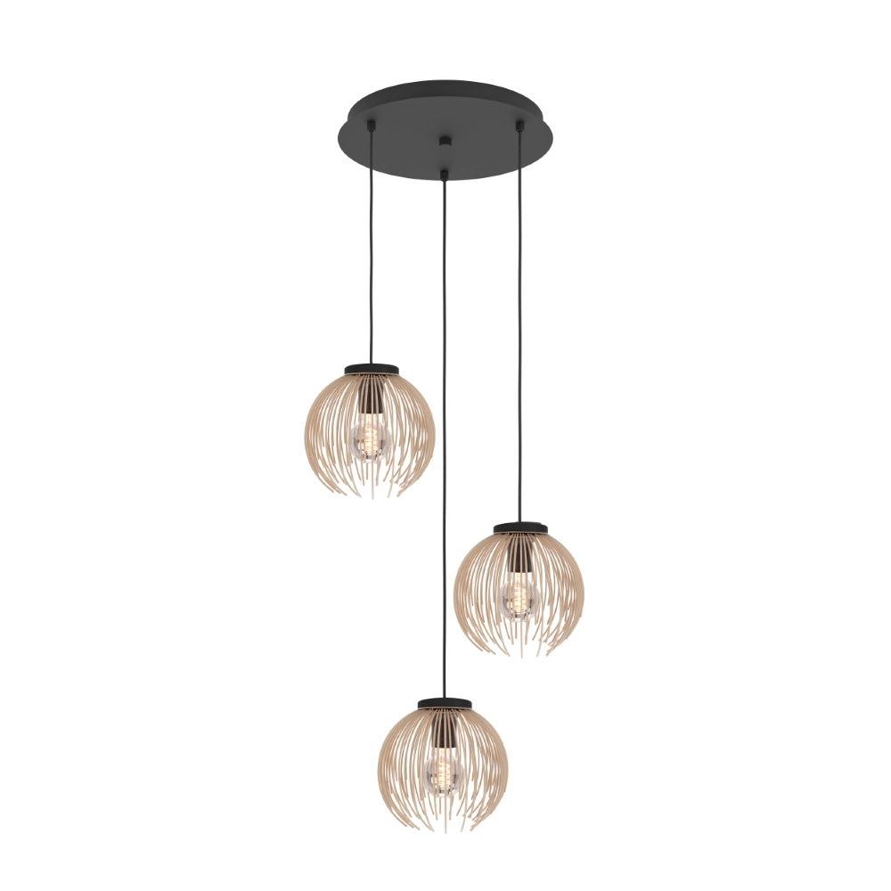 Design hanglamp Alhabia 3-lichts Ø 49,5 zand bruin