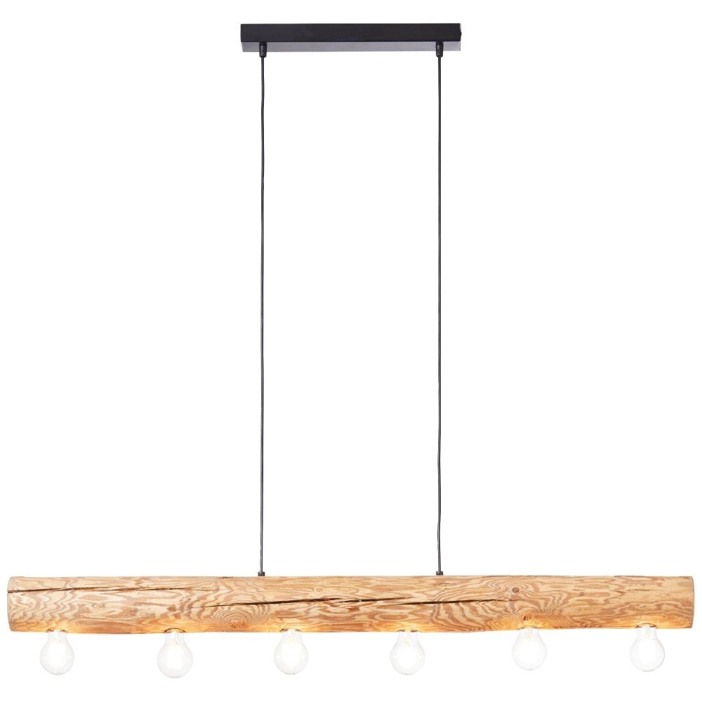 Houten hanglamp Trabo 6-lichts hout met zwart Brilliant 4004353393525