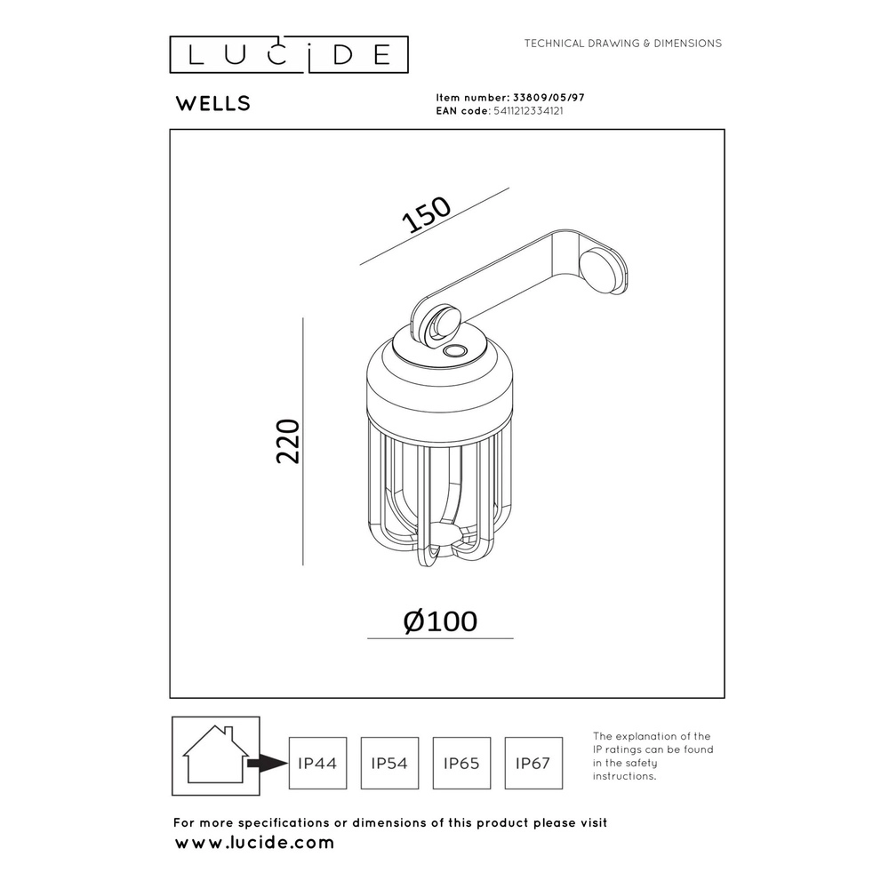 Oplaadbare wandlamp Wells roestbruin Lucide 5411212334121