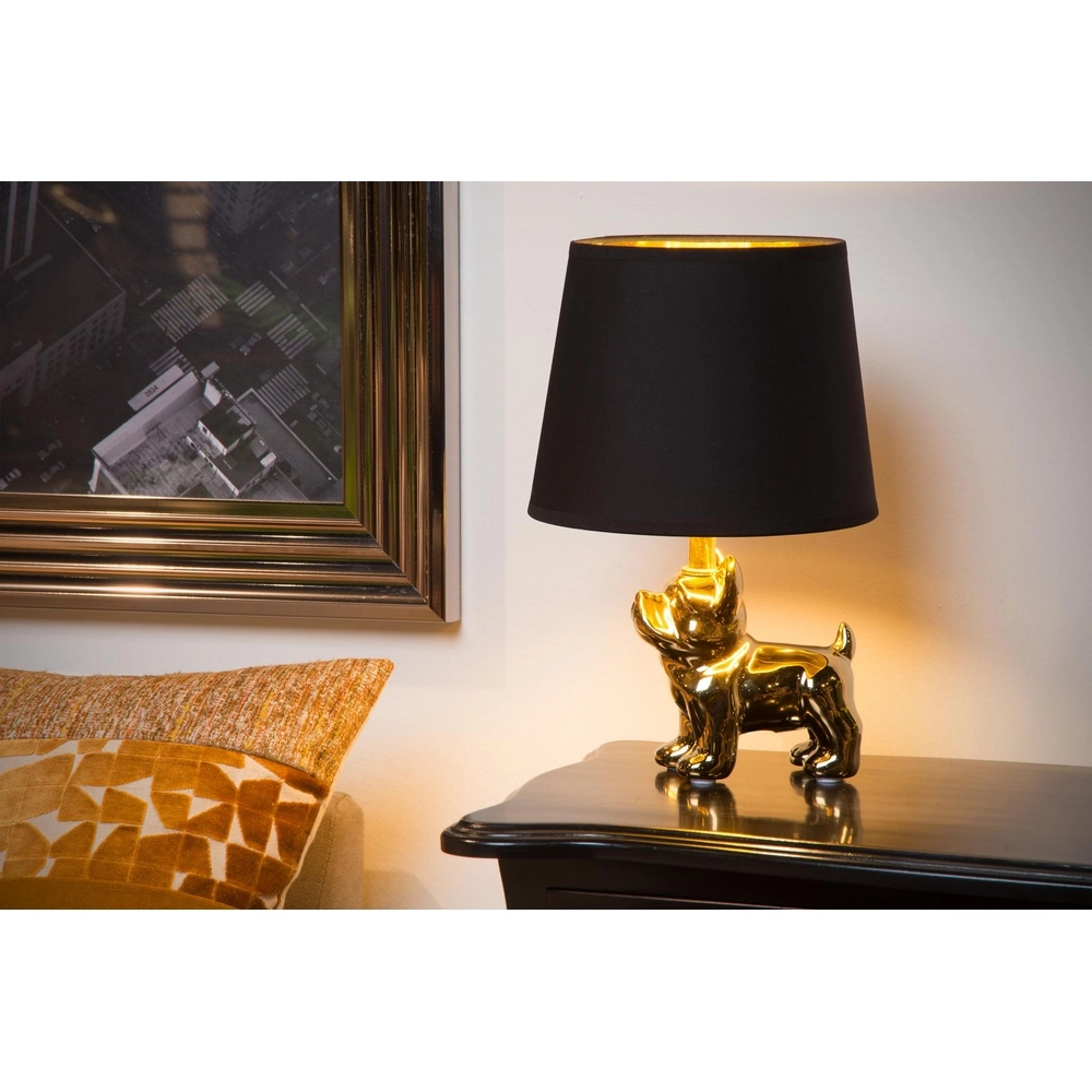 Tafellamp Extravaganza Sir Winston hond goud met zwart Lucide 5411212134097