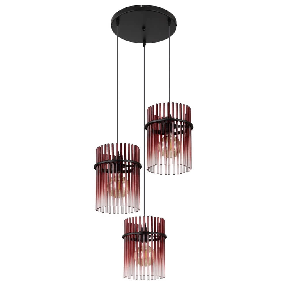 Zwarte hanglamp Gorley met rood glas Ø 47cm Globo 9007371468966