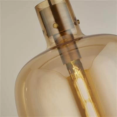Hanglamp Glas Barrel roodkoper met amber glas Searchlight 5053423188362