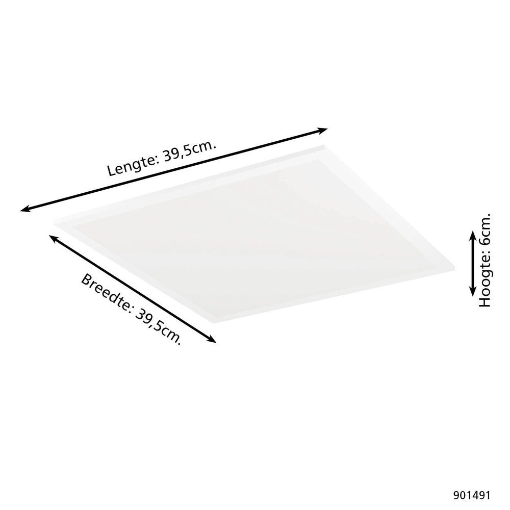Plafondlamp Moradillo vierkant 39cm 3-staps CCT wit Eglo 9008606340057