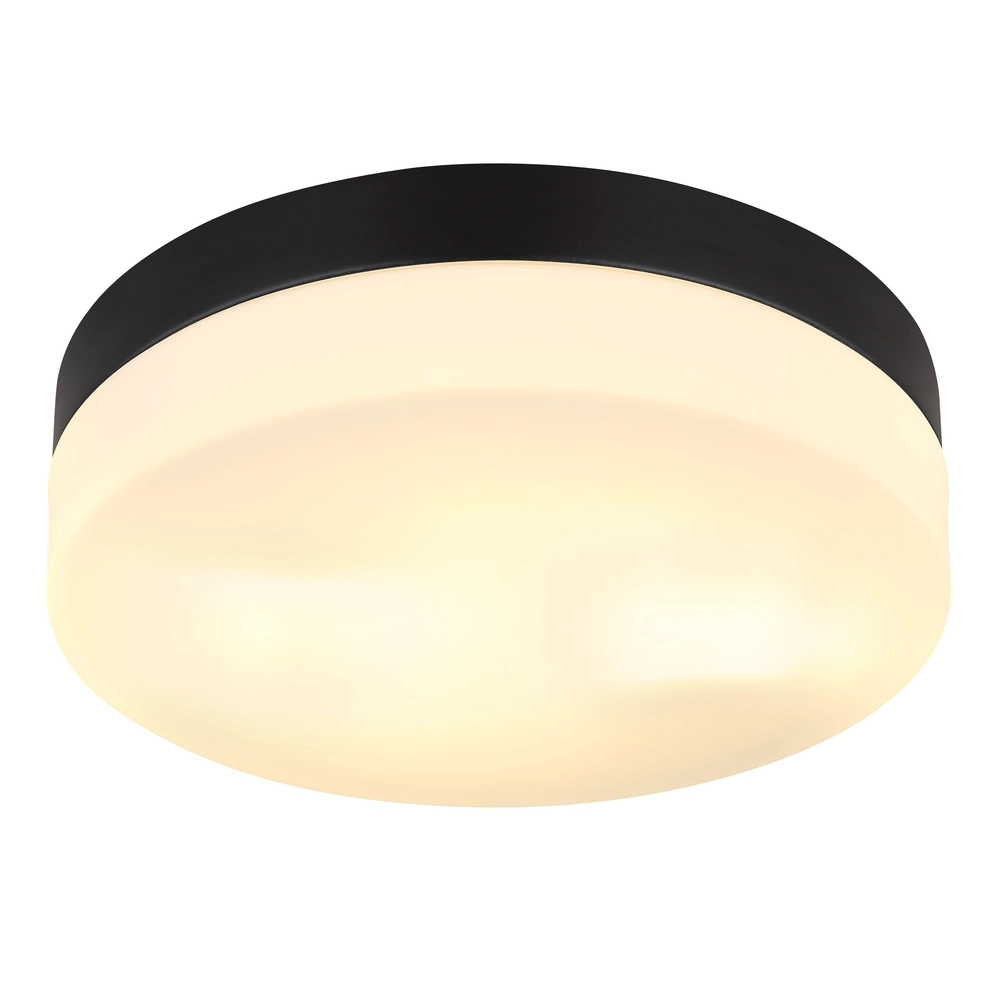 Design plafonniere Vranos zwart voor buiten Ø 24cm