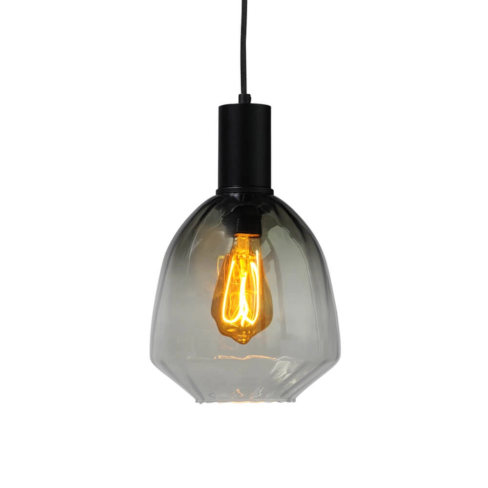 3-lichts hanglamp - zwart - Porto met Nicolette green glazen Masterlight 8718121269580