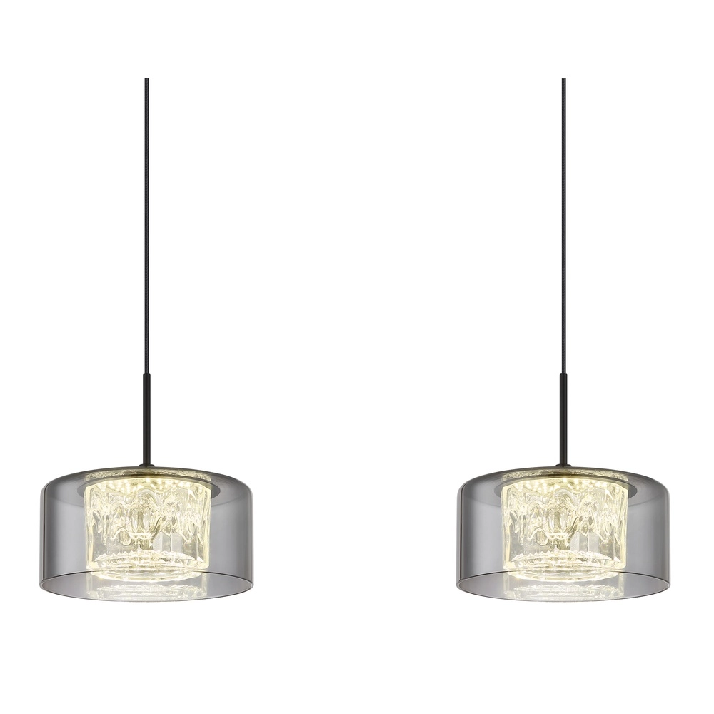 Design hanglamp Fogsy 4-lichts zwart met smoke glas Globo 9007371459377