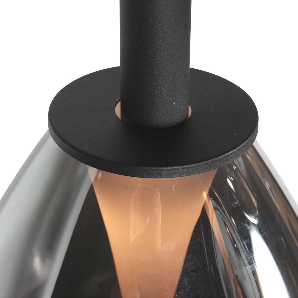 Hanglamp Glimsy 5-lichts zwart met smoke glas Steinhauer 8712746177954