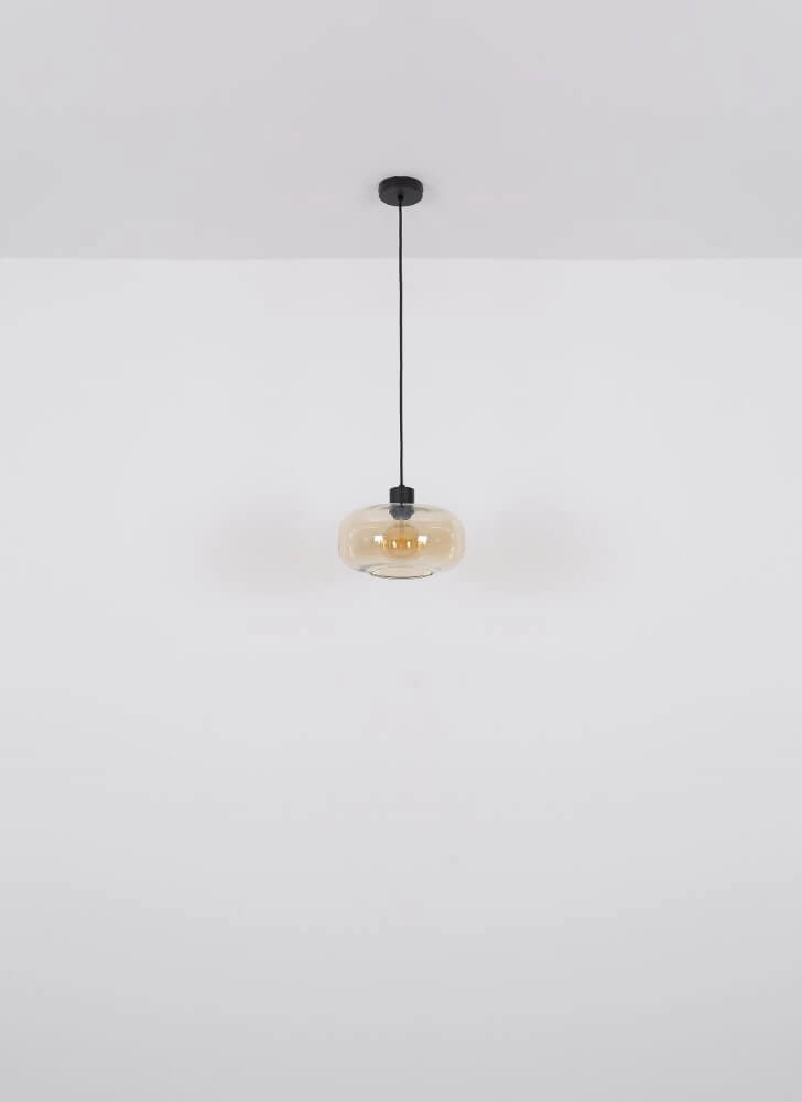 Zwarte plafondlamp Giuseppe amber glas Globo 9007371435227
