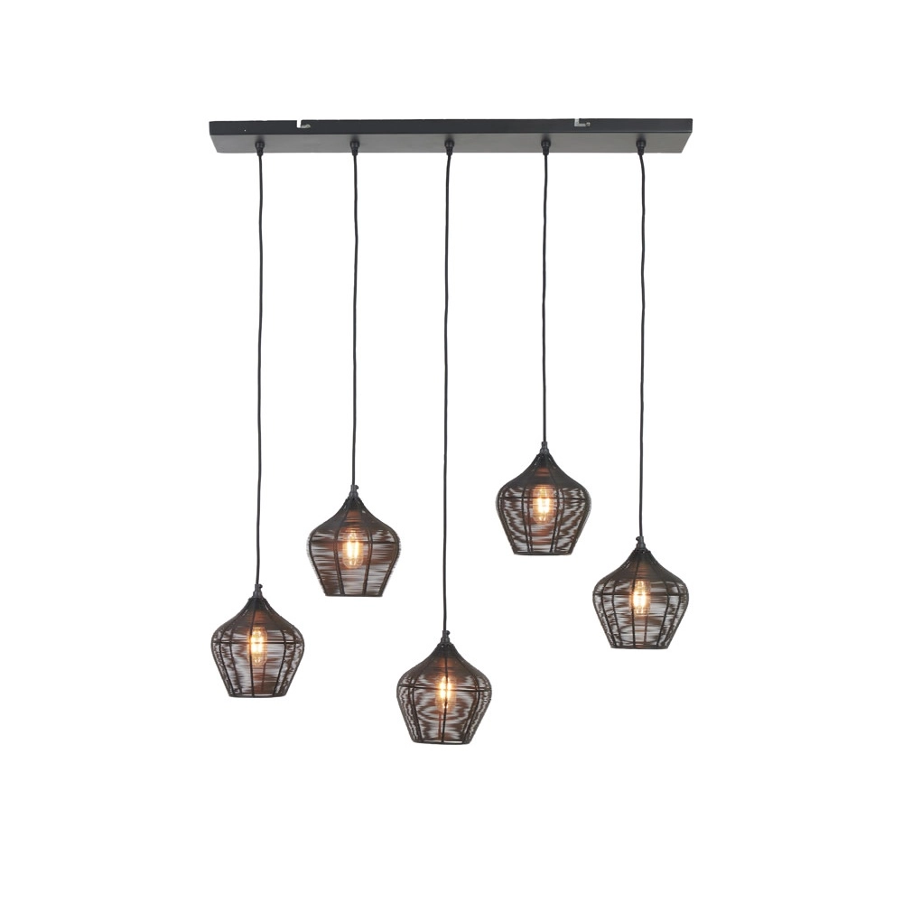 Hanglamp Alvaro 5-lichts zwart Light & Living 8717807635619