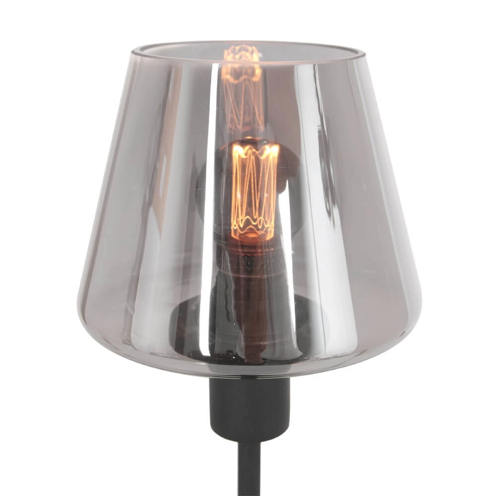 Zwarte tafellamp Ancilla met smoke glas Steinhauer 8712746146790