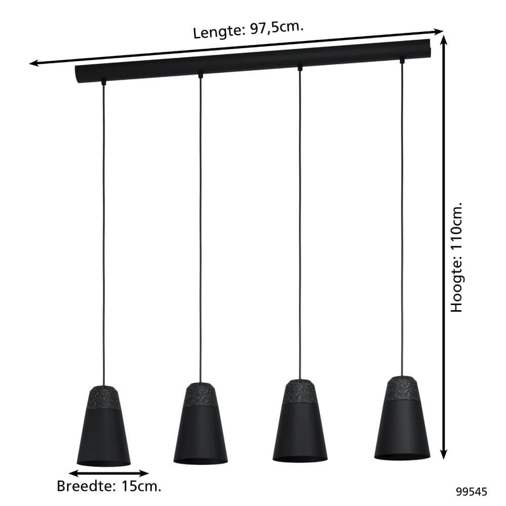 Zwarte 4-lichts hanglamp Canterras Eglo 9002759995454