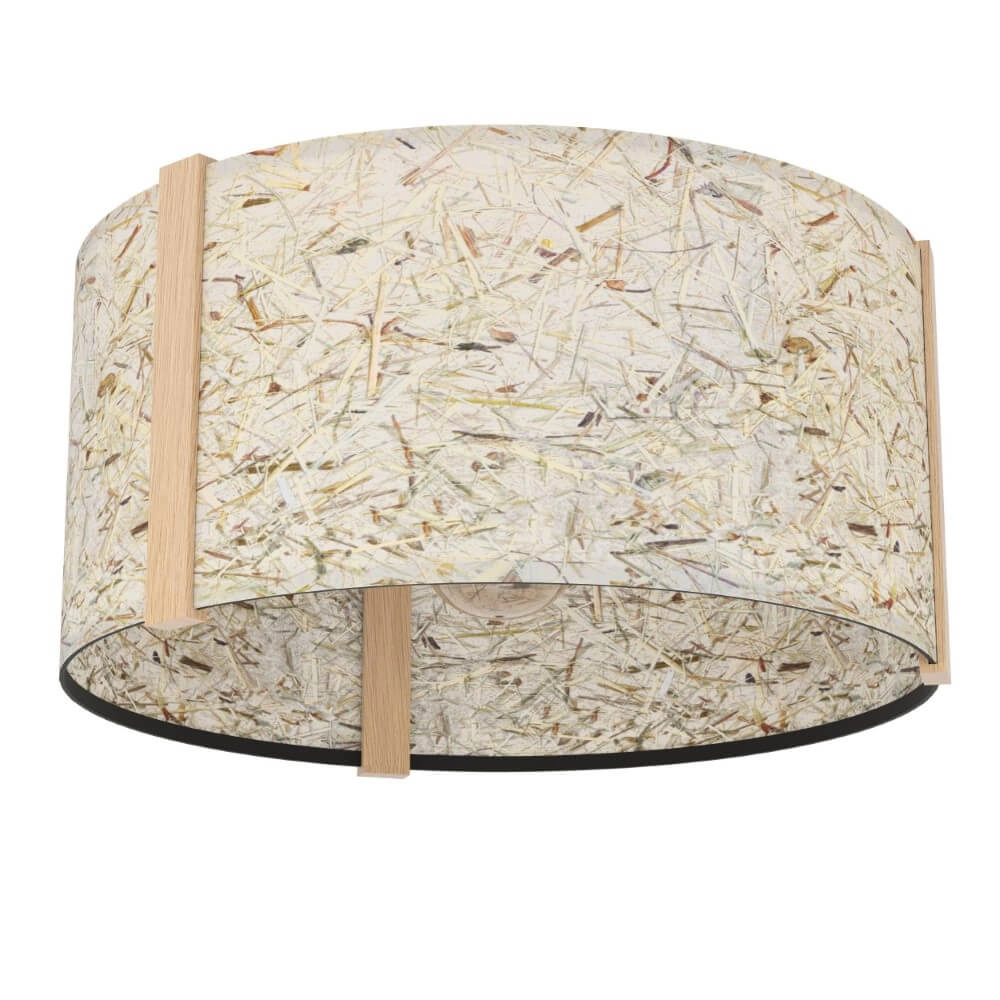 Plafondlamp Hontongas hout met beige kap