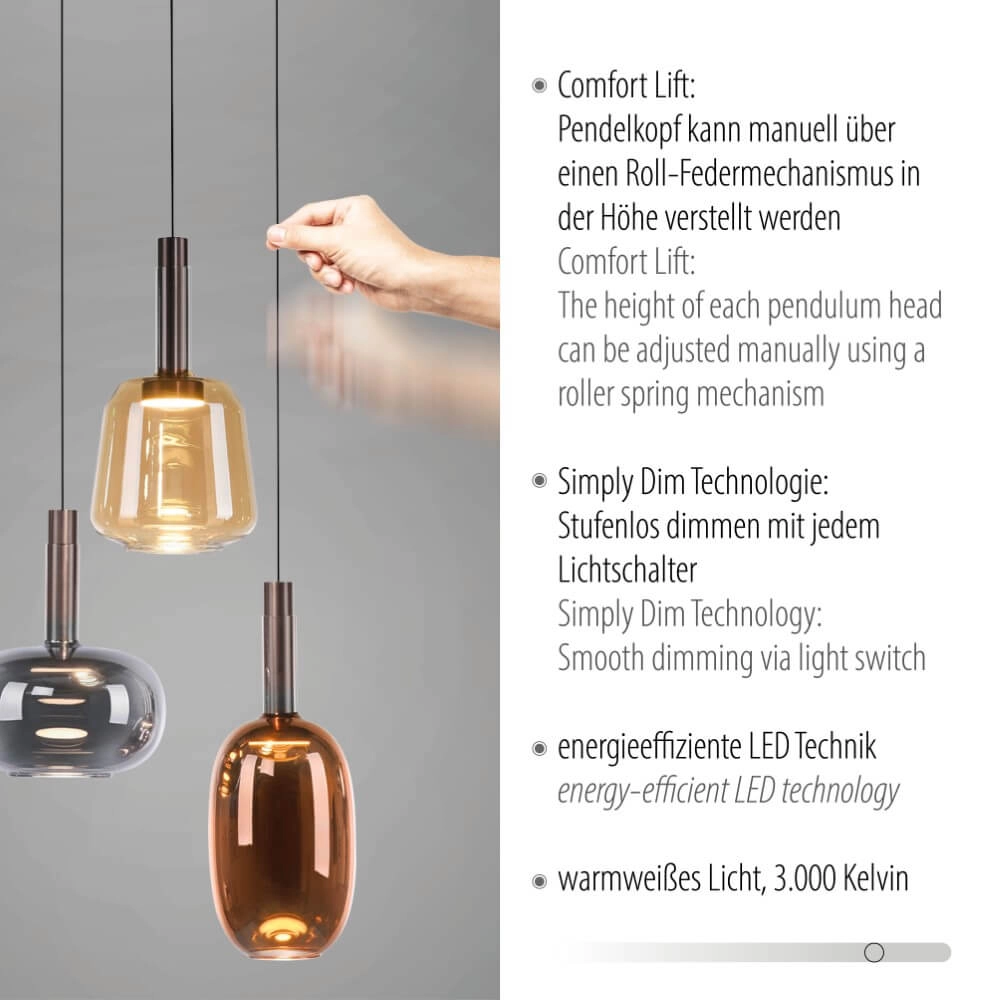 Vrolijke hanglamp Irides 3-lichts rond Paul Neuhaus 4012248385845