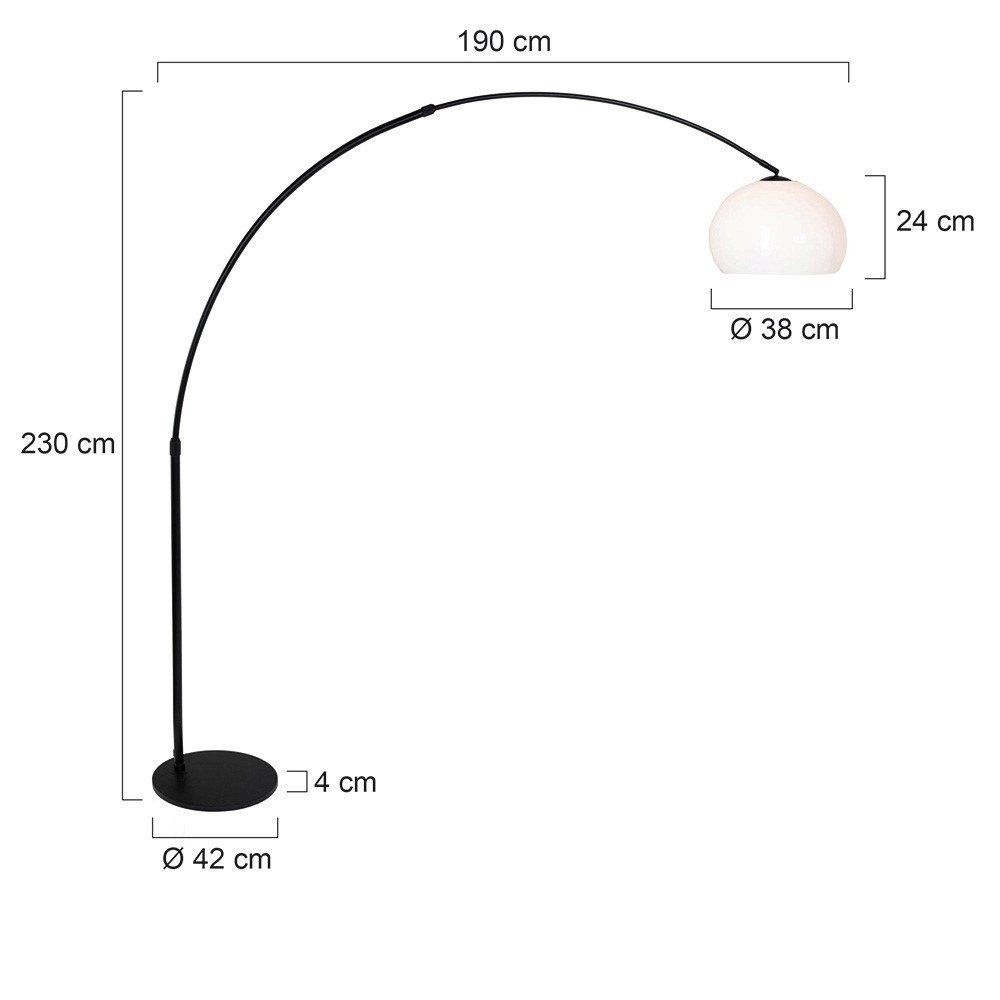 Arc lamp Stresa zwart met witte lampenkap Steinhauer 8712746106640