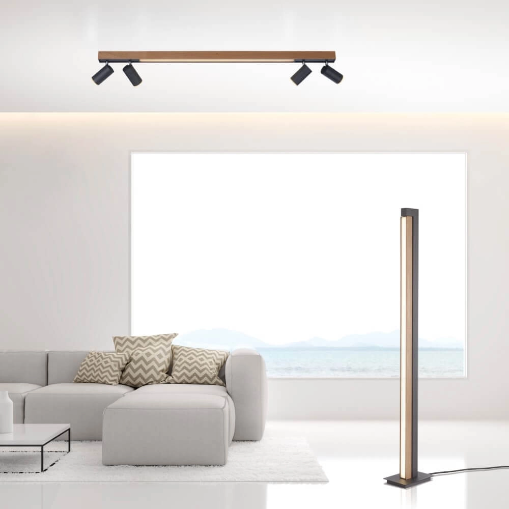 Strakke plafondlamp Pure Lines Spot hout Paul Neuhaus 4012248374566